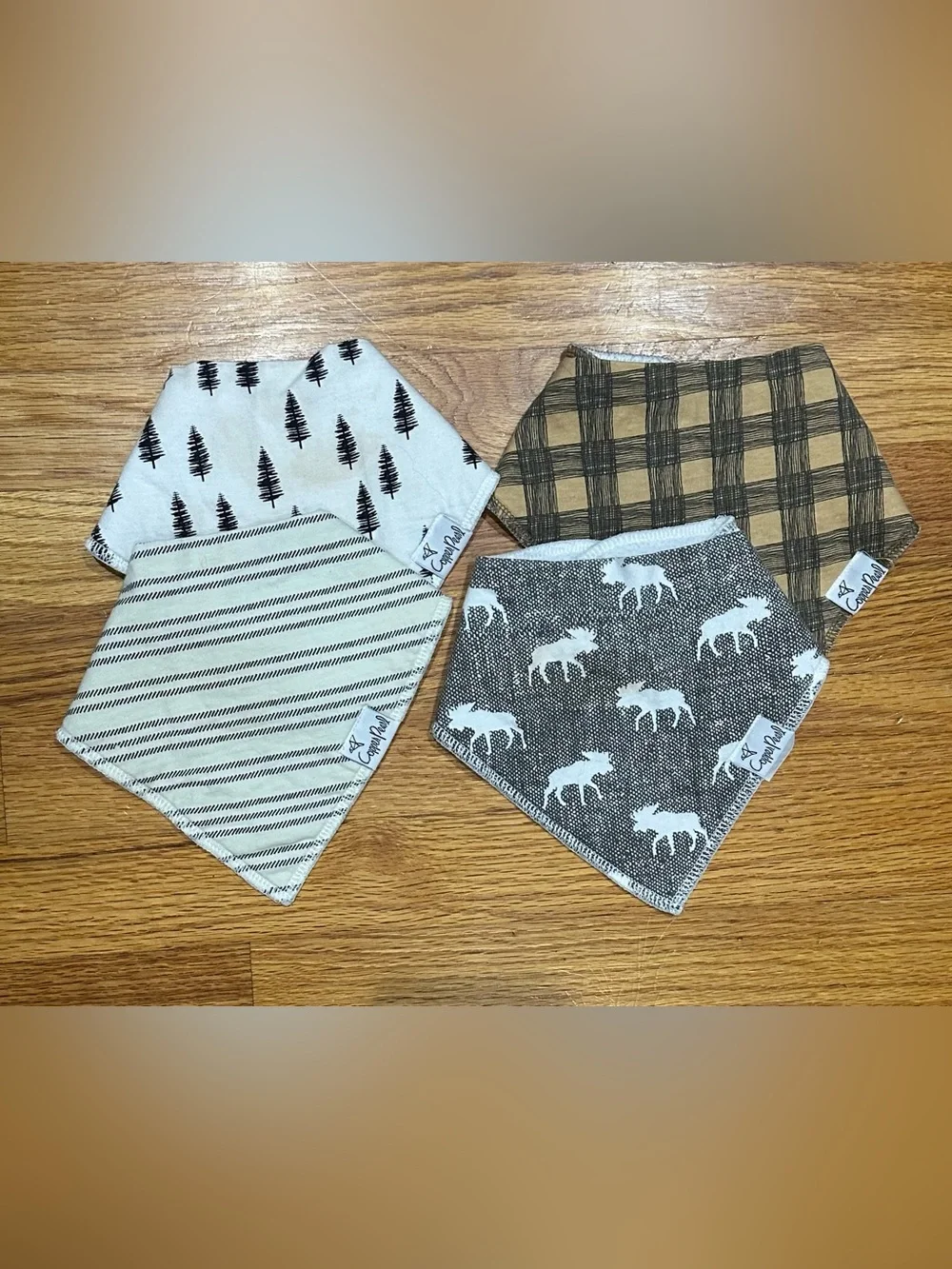 Copper Pearl Woodland Bandana Bib Set of 4